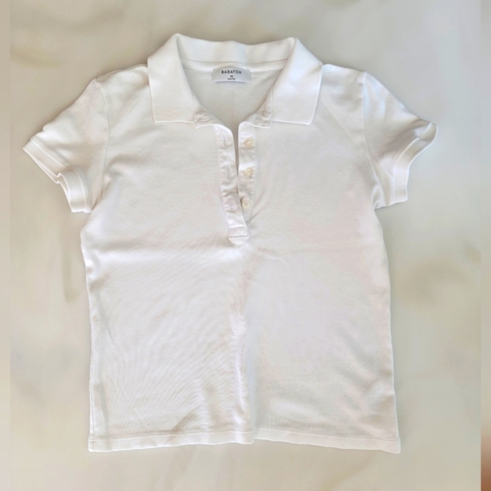 Aritzia Babaton White Polo T-shirt XS